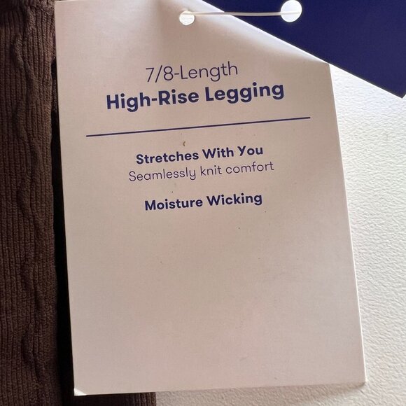 JoyLab Women's Seamless Cable Knit 7/8 Leggings Dark Brown XL - Picture 6 of 8